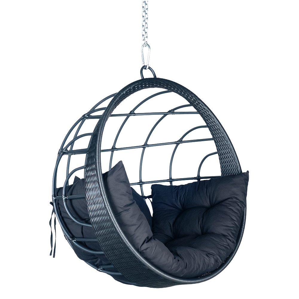 Balanço Trancoso Preto Com Assento Sarja Preta