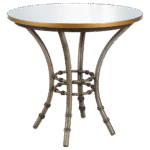 Bistrô Baixo Base Bambu Ferro Cinza com Tampo Espelho Friso Dourado