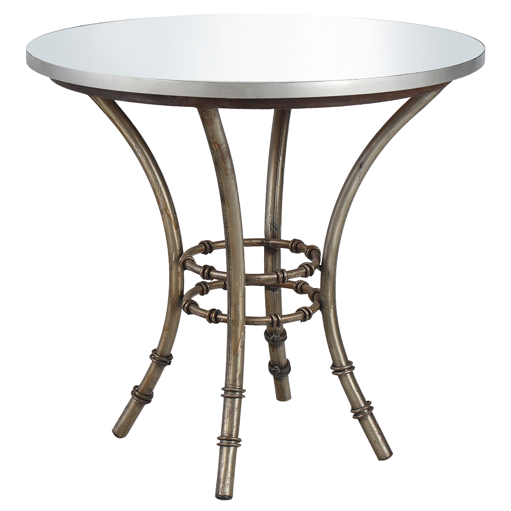 Bistrô Baixo com Base Bambu Ferro Cinza com Tampo Espelho Friso Prata