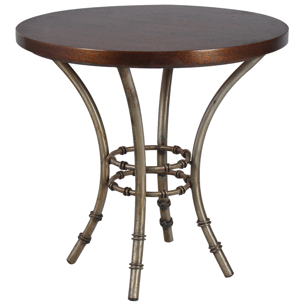 Bistrô Baixo Base Bambu Ferro Cinza com Tampo Madeira