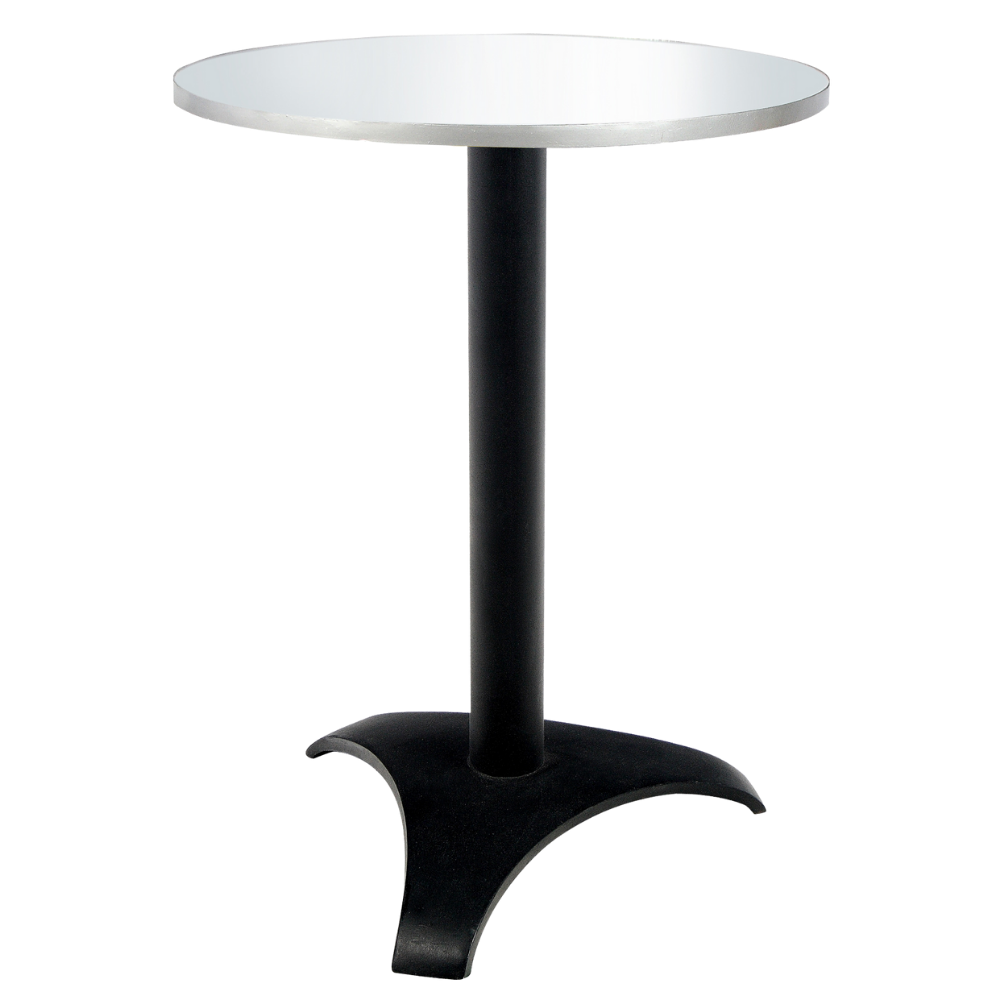 Bistrô Baixo Base Preta com Tampo Espelho Friso Prata