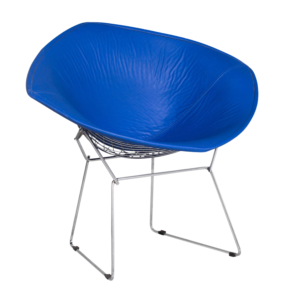 Poltrona Bertoia Diamante com Capa Corino Azul