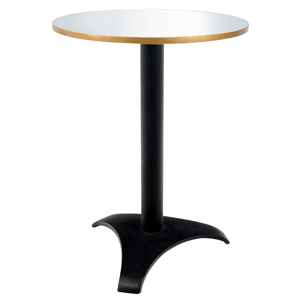 Bistrô Baixo Base Preta com Tampo Espelho Friso Dourado