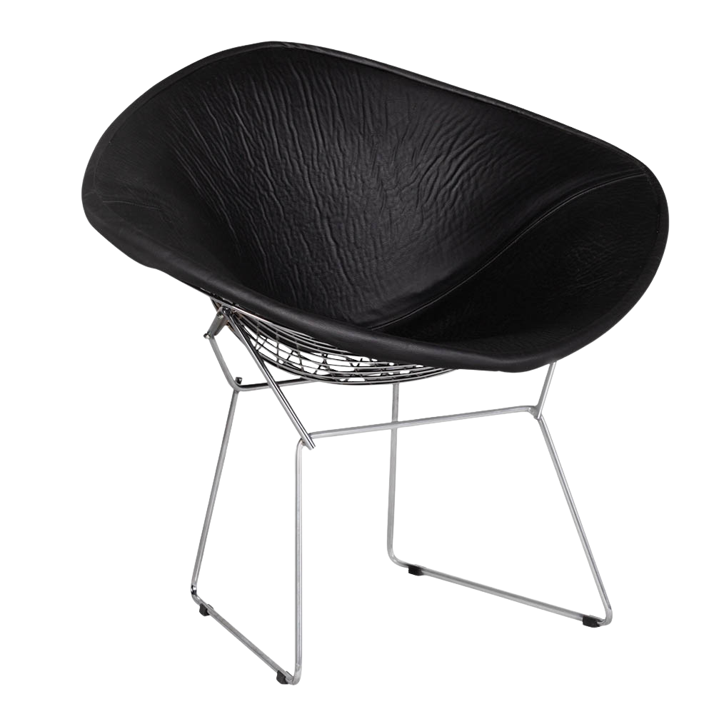Poltrona Bertoia Diamante com Capa Corino Preto