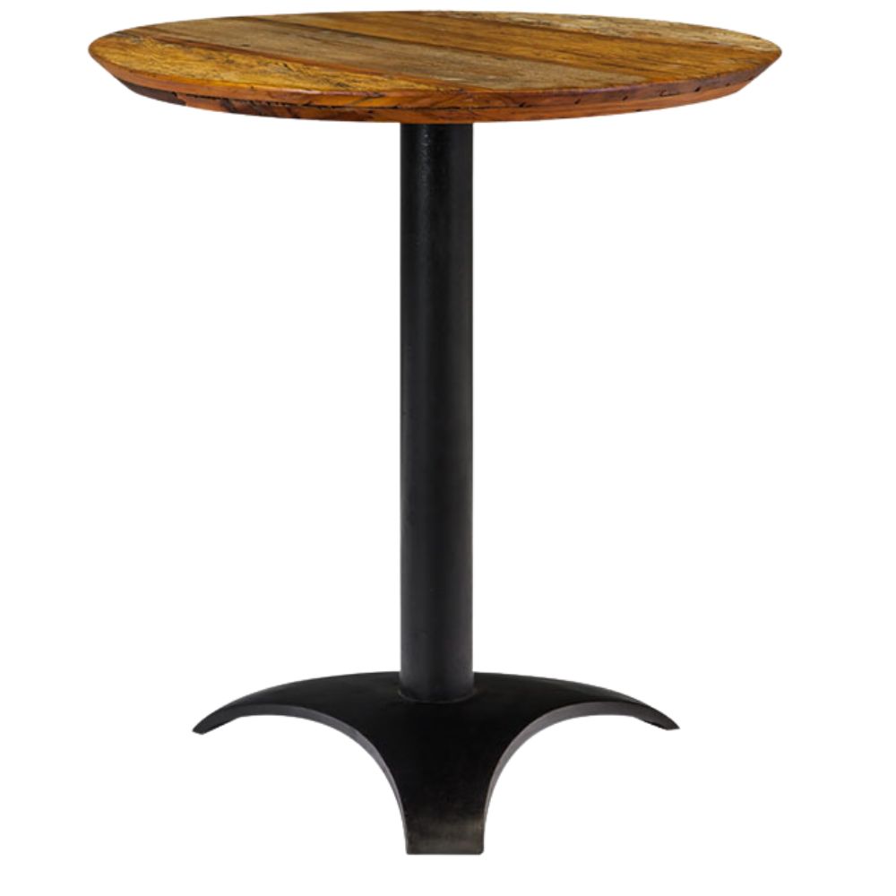 Bistrô Baixo Base Preta com Tampo Madeira Demolição