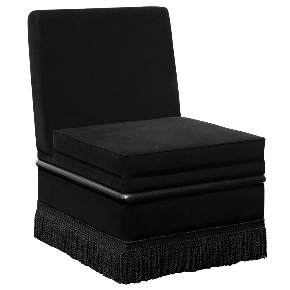 Poltrona Capri Veludo Preto com Franjas