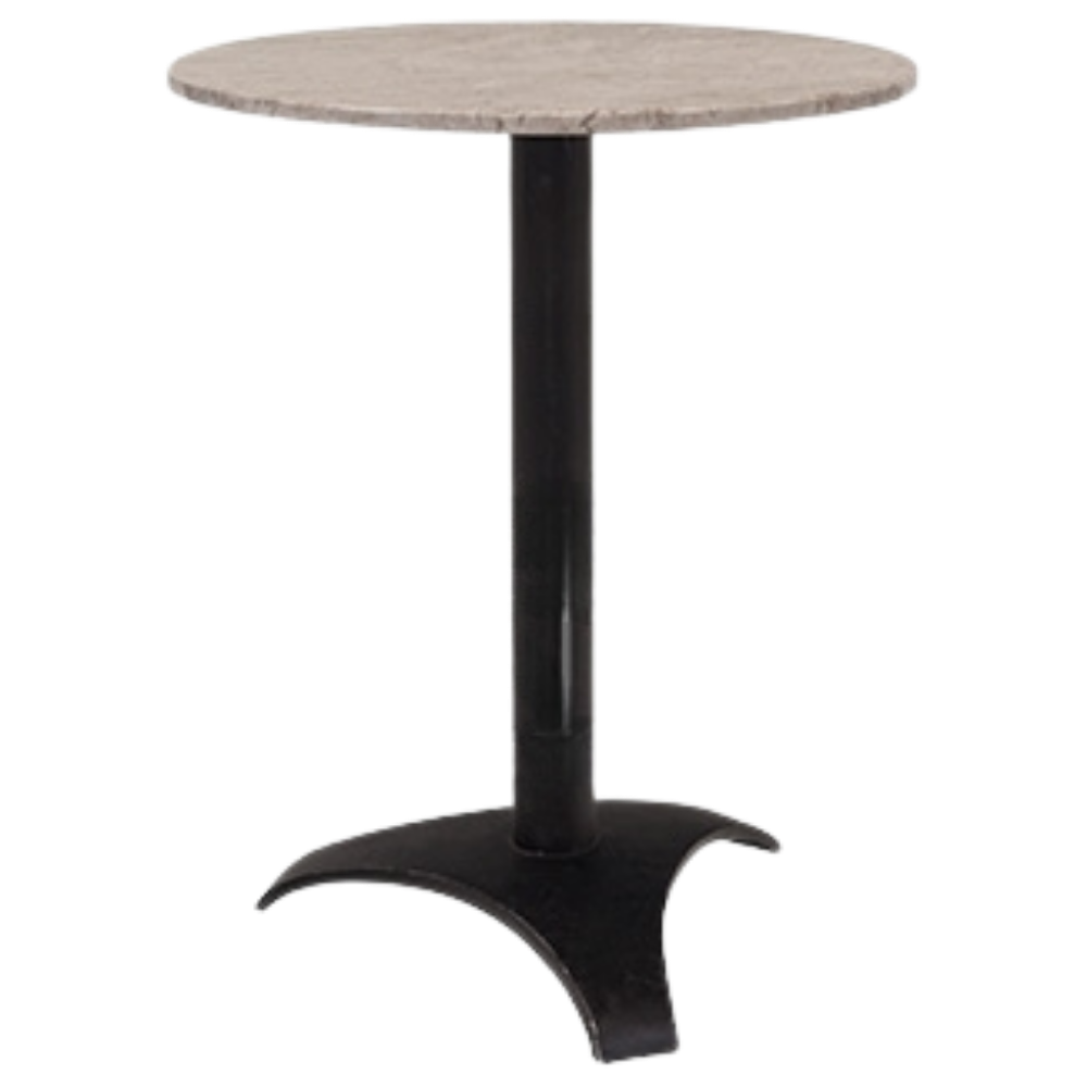 Bistrô Baixo Base Preta com Tampo Mármore Travertino Bege