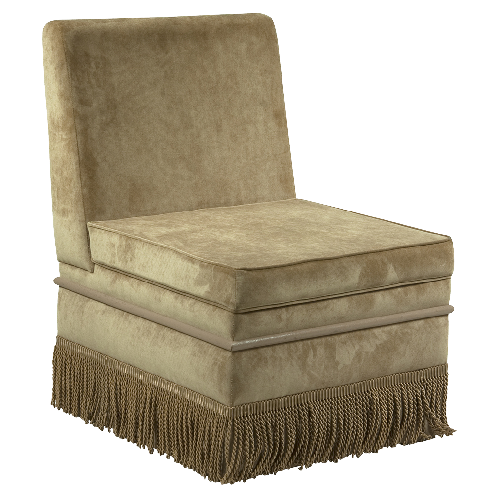 Poltrona Capri Veludo Andorra Bege com Franjas