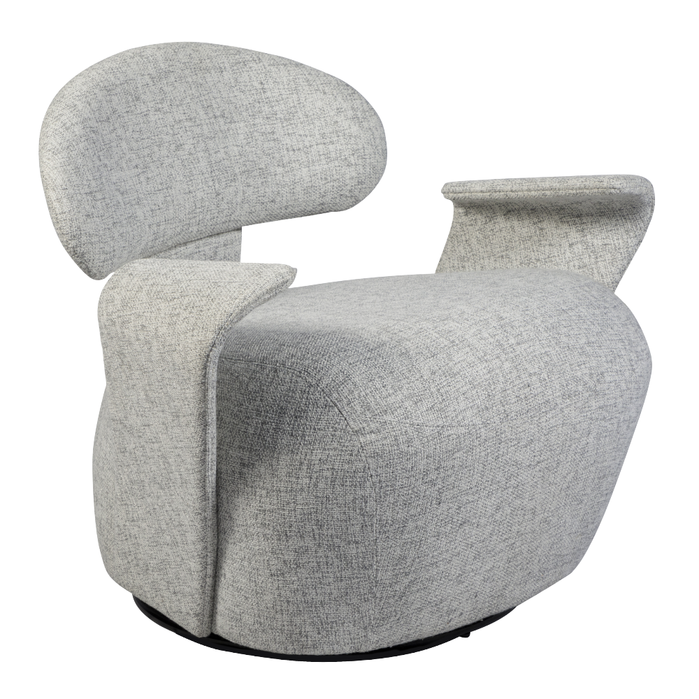 Poltrona Milão  Giratória Linho Cinza Mesclado