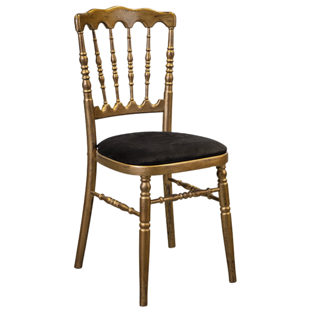 Cadeira Dior Ouro Velho com Assento Veludo Preto