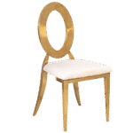 Cadeira Dubai Ouro com Assento Veludo Bege