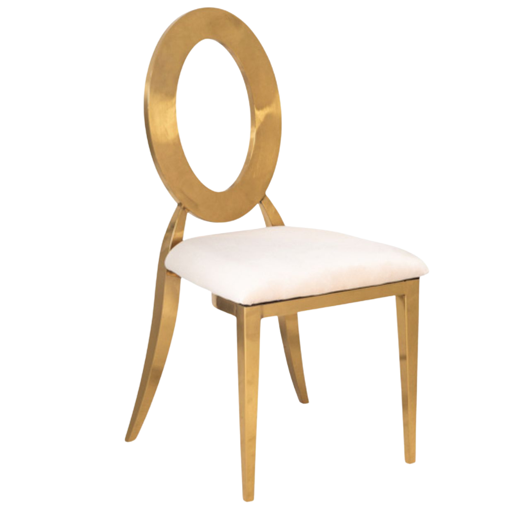 Cadeira Dubai Ouro com Assento Veludo Bege