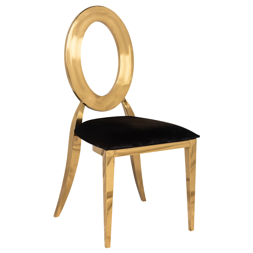 Cadeira Dubai Ouro com Assento Veludo Preto