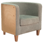 Poltrona PAT Veludo Andorra Cinza com Encosto Cobre