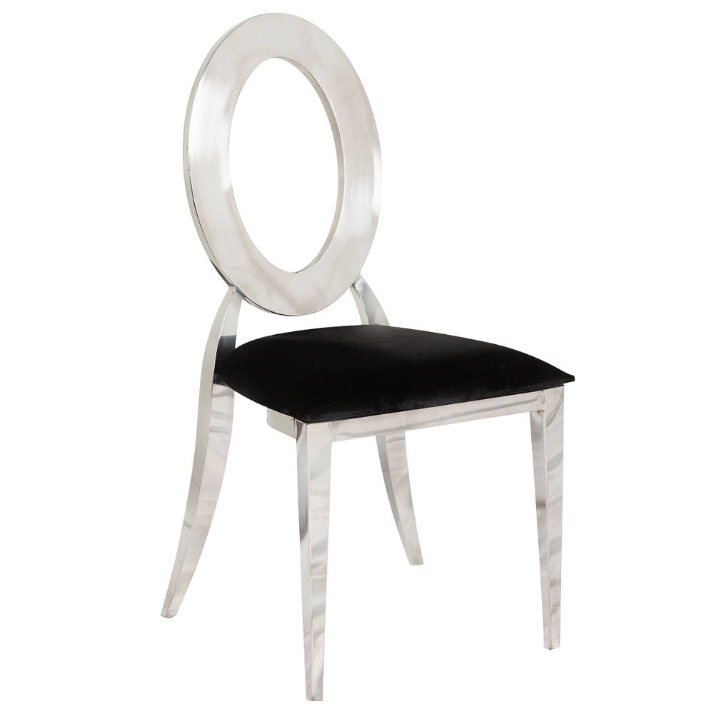 Cadeira Dubai Prata com Assento Veludo Preto