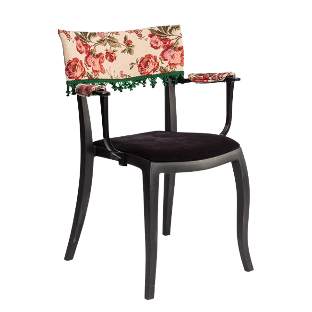 Cadeira Duomo com Braço com Encosto Floral com Pingentes