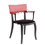 Cadeira Duomo com Braço com Encosto Zig Zag Vermelho com Pingentes