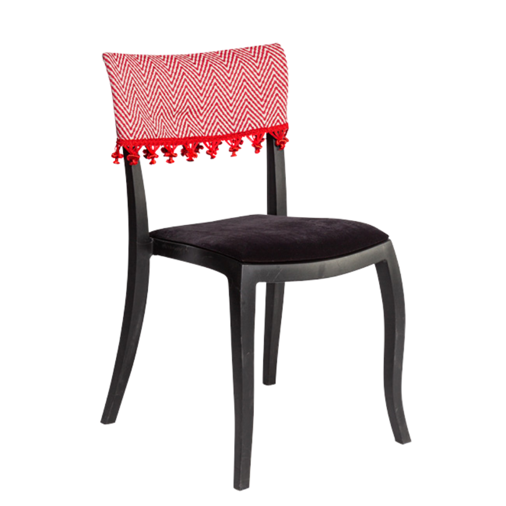 Cadeira Duomo sem Braço com Encosto Zig Zag Vermelho com Pingentes