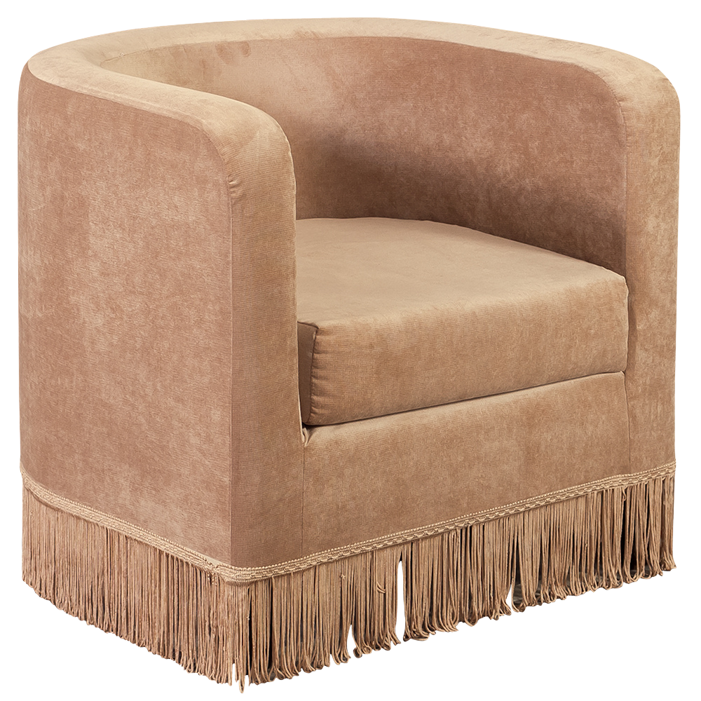 Poltrona Pat Capa Veludo Andorra Bege com Franjas