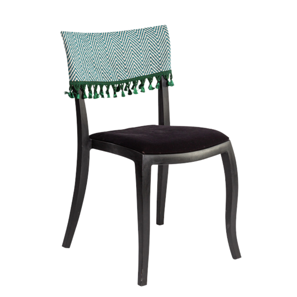 Cadeira Duomo sem Braço com Encosto Zig Zag Verde com Pingentes