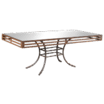 Tampo Espelho Bronze com Moldura Ferro Envelhecido e Base Bambu Ferro