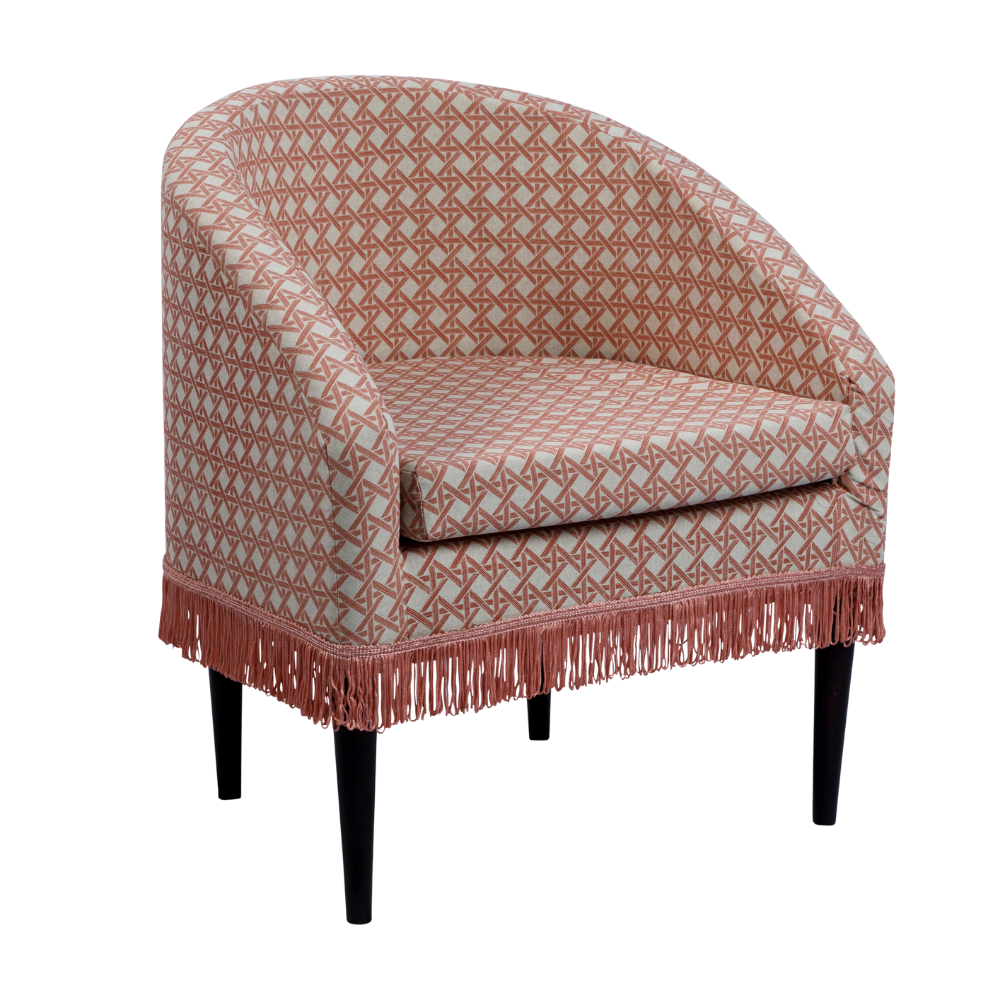 Poltrona Pepê Rosa Geométrico com Franjas