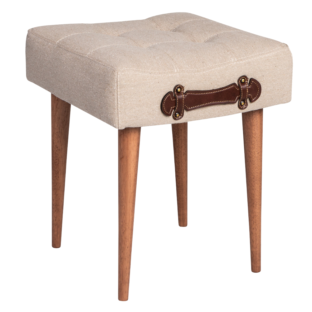 Pufe Linho Bege com Puxador