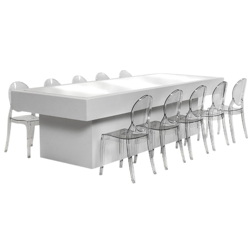 Mesa Balcão Baixa com Cadeira Mini Ghost (10 lugares)