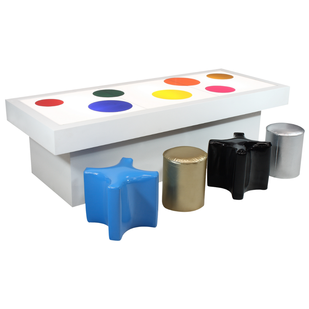 Mesa Balcão Baixa com Tamborete Mini e Tamborete Estrela (08 lugares)