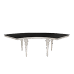 Mesa Dubai 1/4 Prata com Vidro Preto