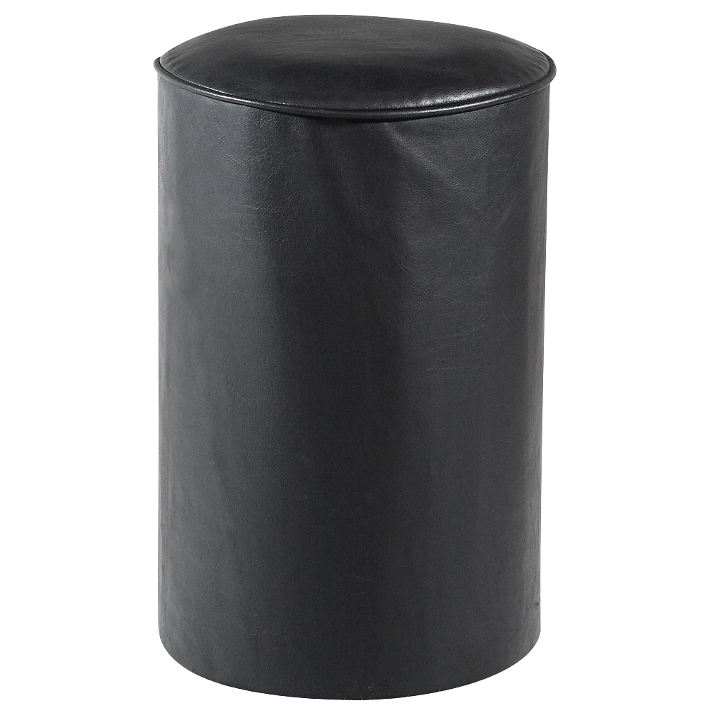 Pufe Tamborete Capa Couro Preto