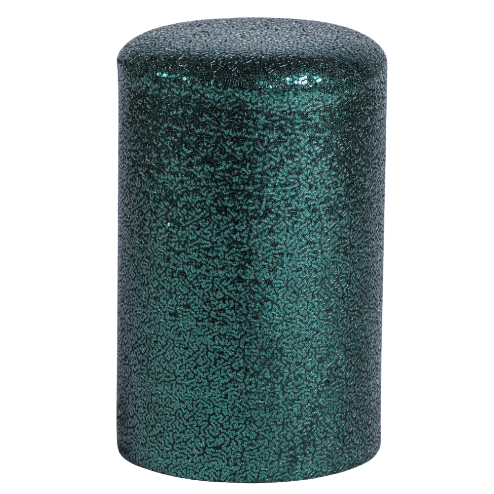 Pufe Tamborete Capa Paetê Verde