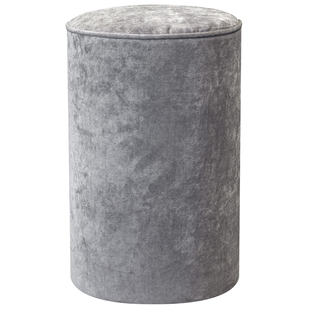 Pufe Tamborete Capa Veludo Andorra Cinza