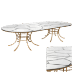 Mesa Grand Palais Oval Espelho Bisotê com Base Bambu Dourada