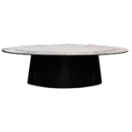 Mesa Design Oval com Base Preta e Tampo Espelho