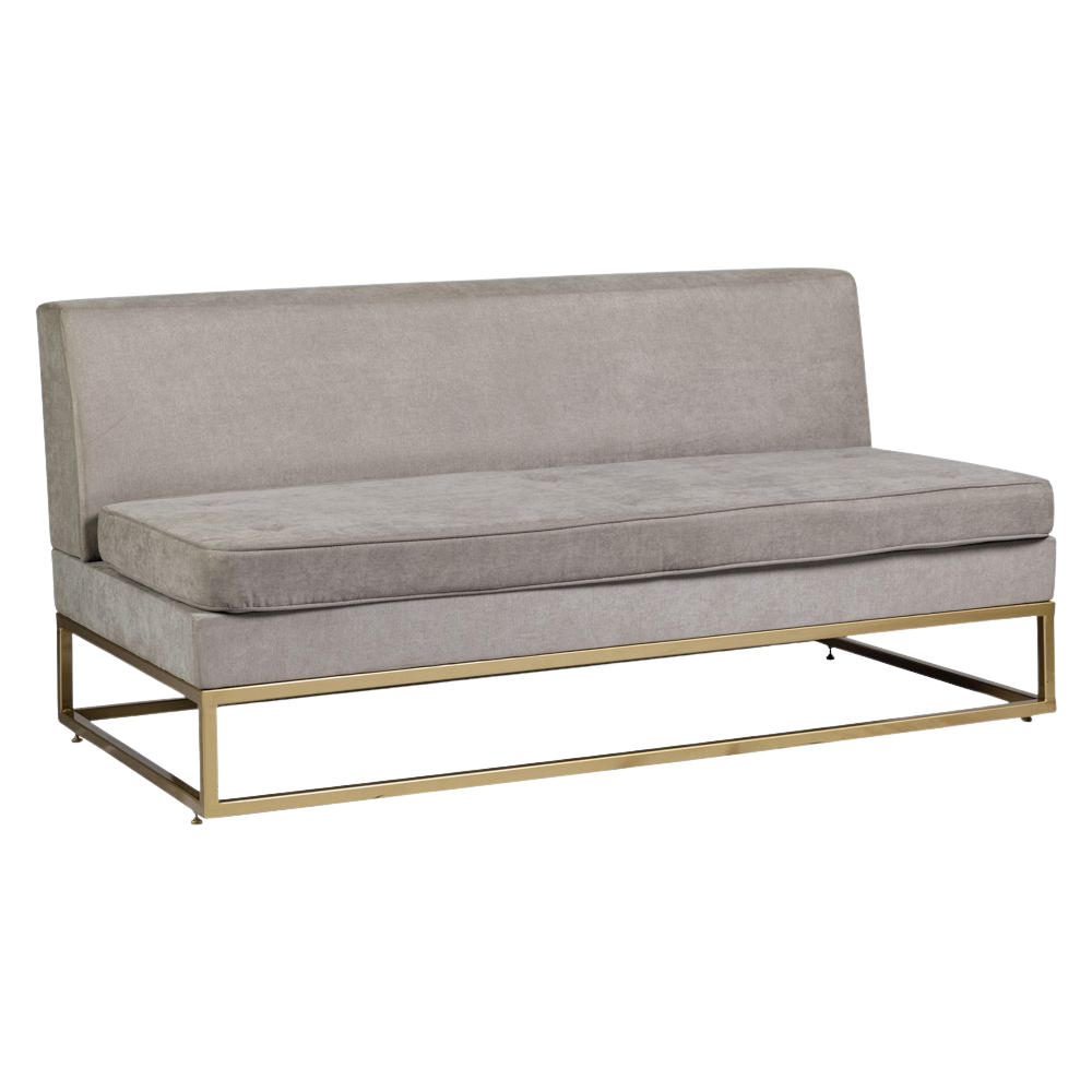 Banco Futon Design com Encosto e Base Dourada