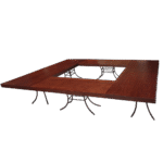 Tampo Madeira Natural com Base Bambu Ferro com Vão Central