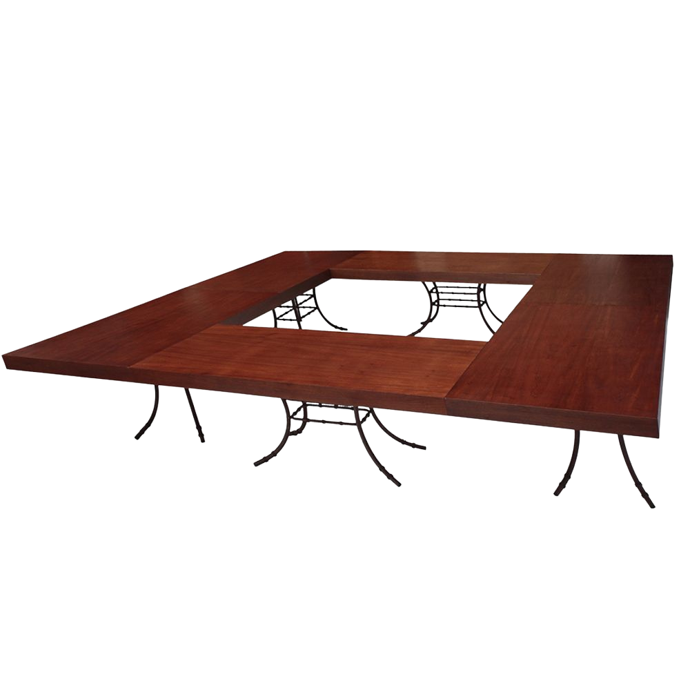 Tampo Madeira Natural com Base Bambu Ferro com Vão Central