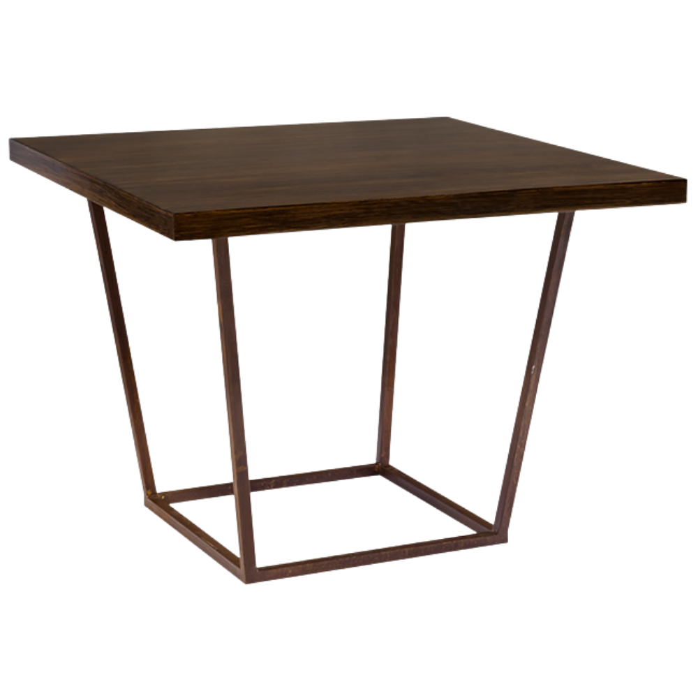 Tampo Quadrado Imitando Madeira com Base Trapézio Ferro Envelhecido