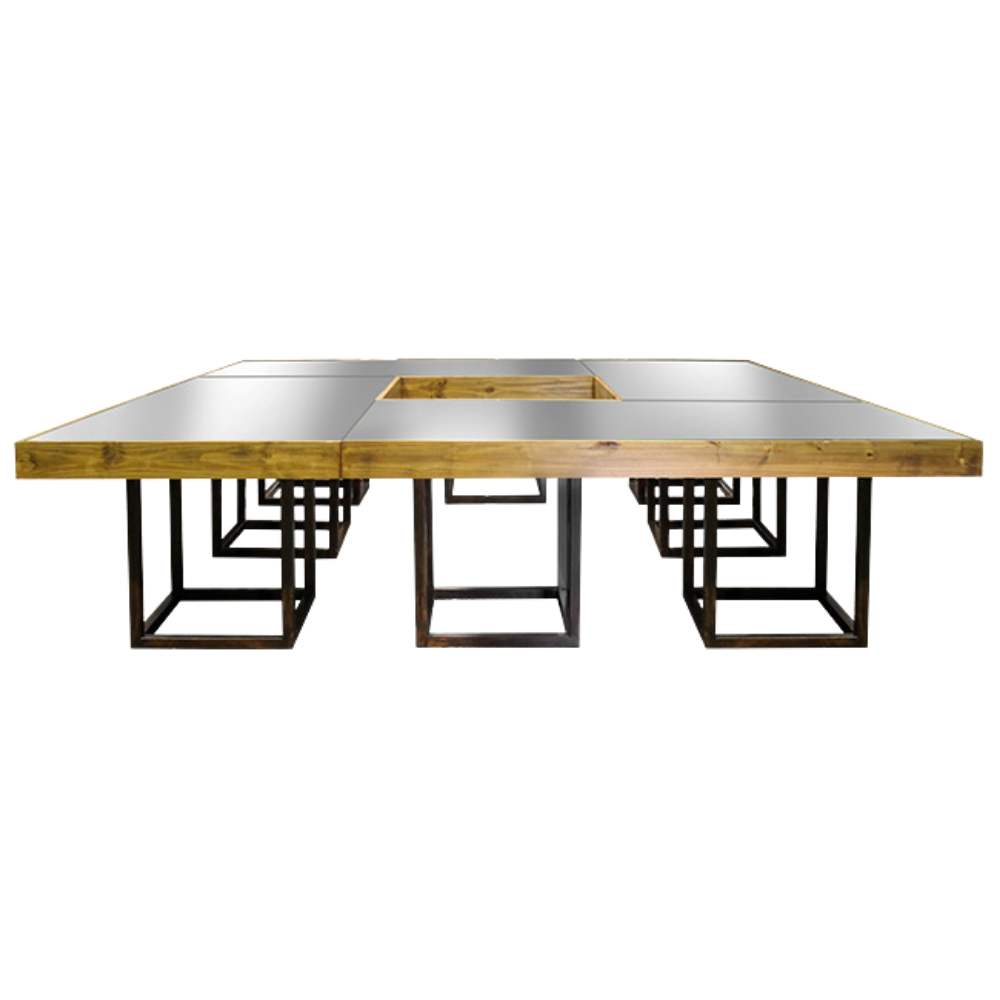 Mesa Pinus com Tampo Espelho Bronze e Base Aresta