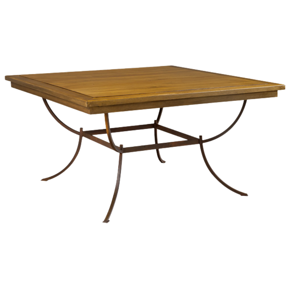 Tampo Quadrado Madeira Ripado com Base Quadrada Ferro