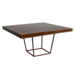 Tampo Quadrado Madeira com Base Trapézio Ferro Envelhecido