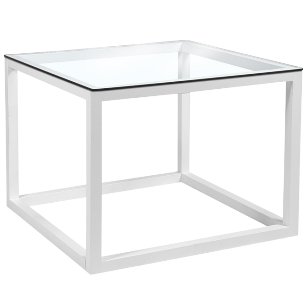 Tampo de Vidro Transparente com Base Cubo Aresta Grande