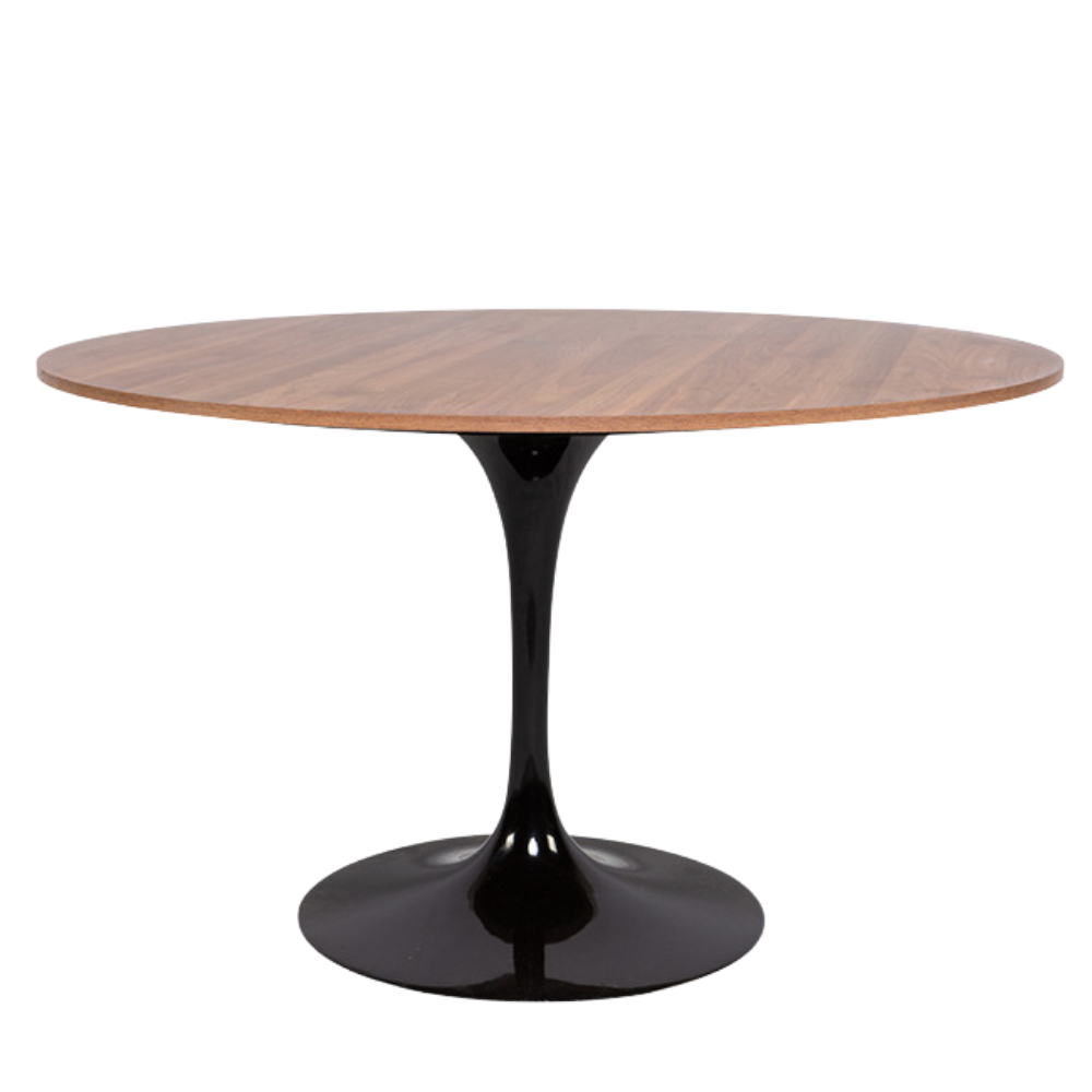 Mesa Saarinen Jantar Preta com Tampo Madeira