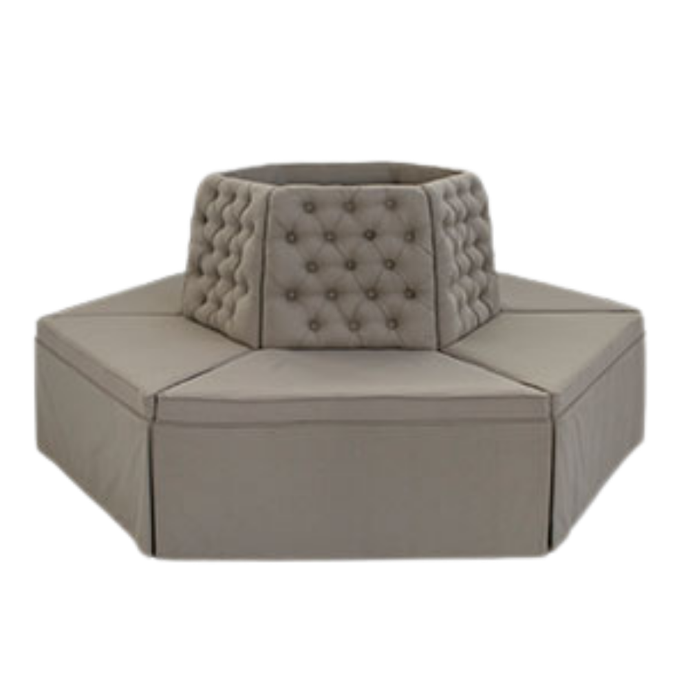 Banco Plaza Sextavado Linho Fendi