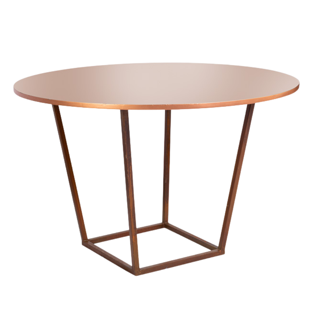 Tampo Espelho Bronze com Base Trapézio Ferro Envelhecido