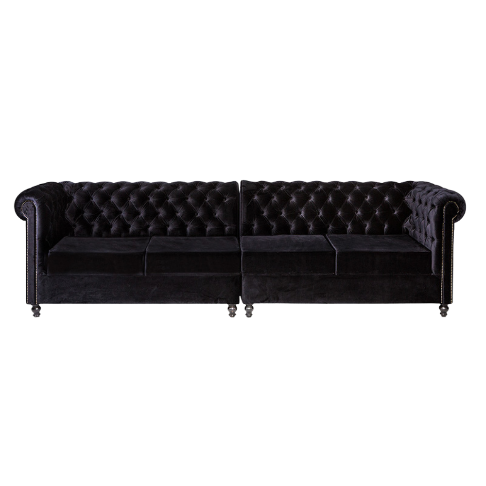 Sofá Chesterfield Veludo Preto
