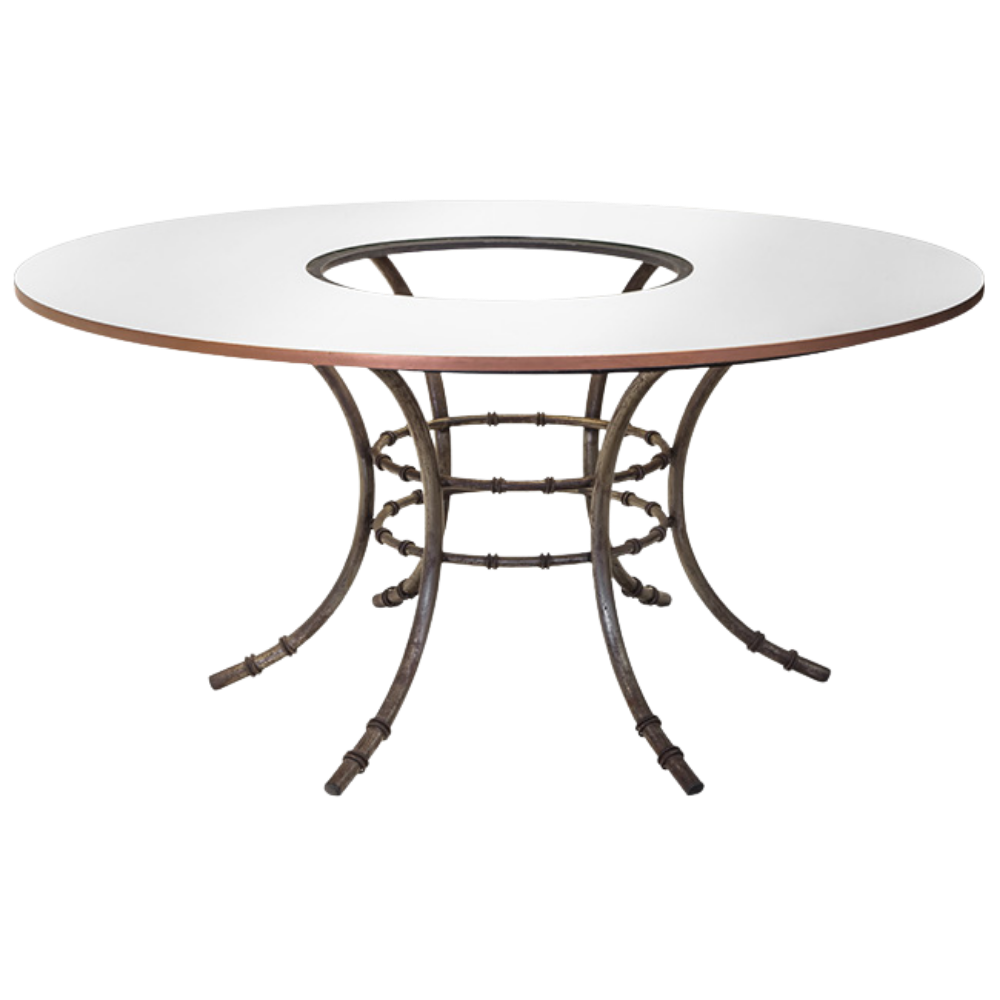 Tampo Espelho com Furo com Base Bambu Ferro Cinza