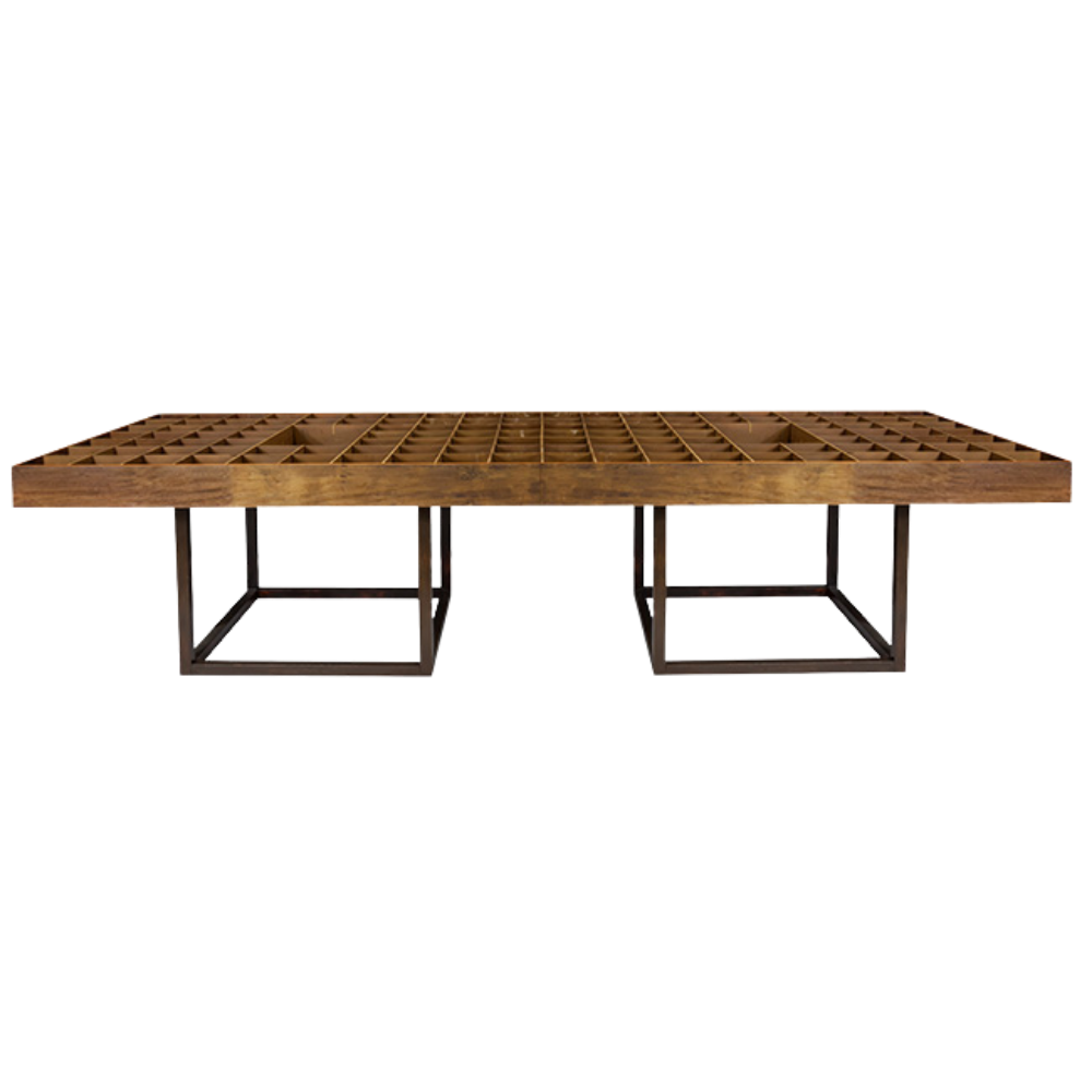 Tampo Madeira Demolição com Base Cubo Aresta