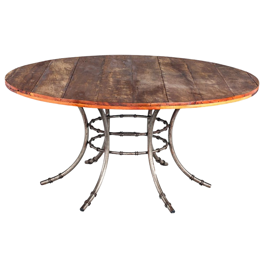 Tampo Madeira de Demolição com Base Bambu Ferro Cinza